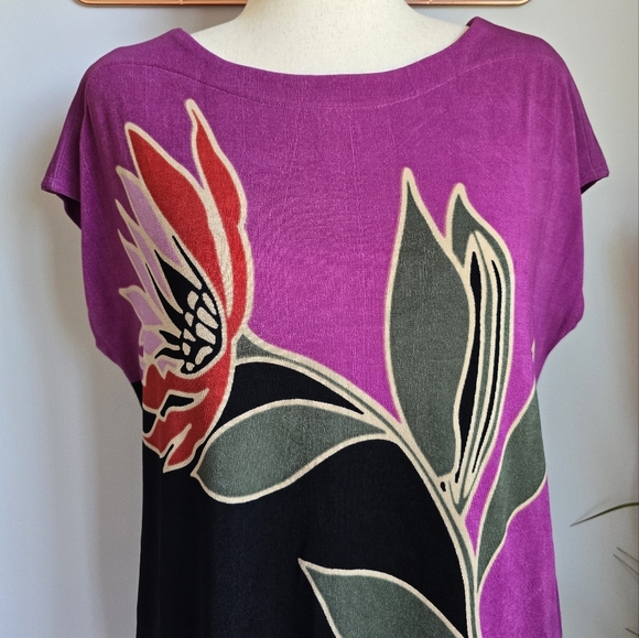 Chico's, New, The Travelers Placed Floral Tunic Jersey Knit Shirt, Size Large - Picture 4 of 12